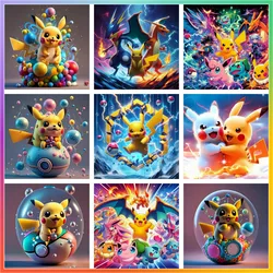 Pokemon Anime Cute Pikachu Diamond Painting Embroidery Cross Stitch Element 5D DIY Art Mosaic Home Decor New Children Hobby Gift