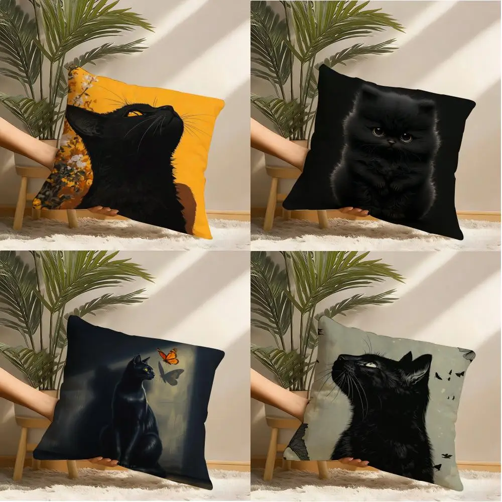 

Black Cat Pillow Case pillowcase, double-sided printed, sofa cushion, bedroom headboard pillow