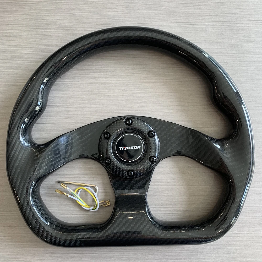 

TIYPEOR Universal Real Carbon Fiber Steering Wheel 13inch 320mm Car Sport Racing Drift D Shape Flat Steering Wheel