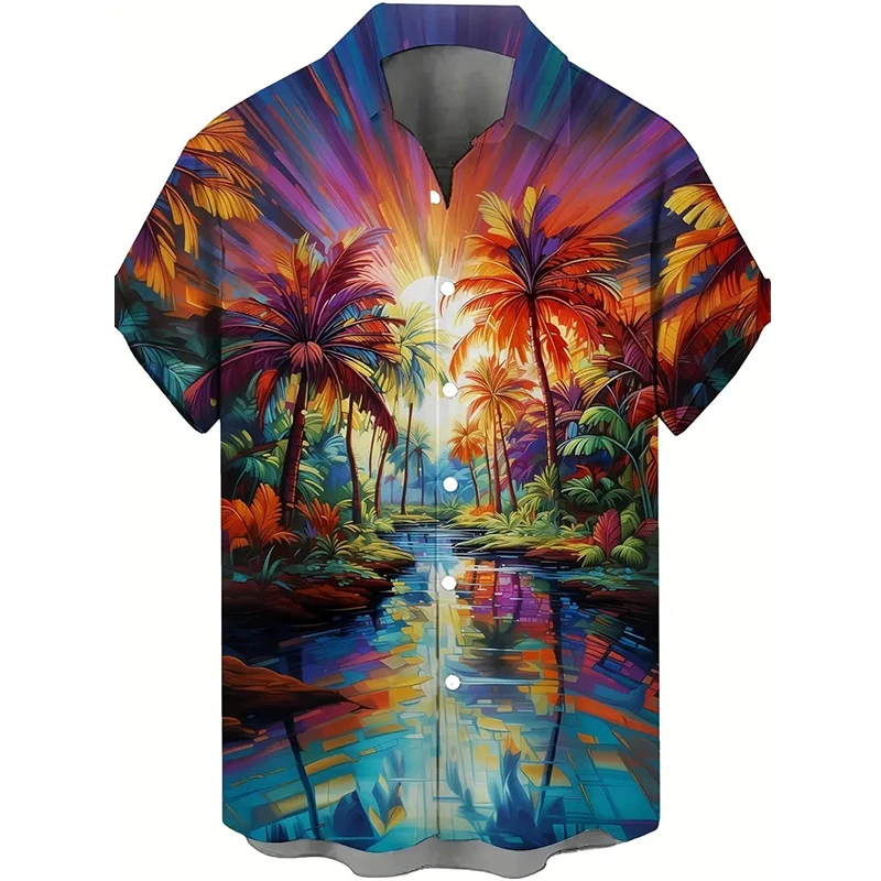 2023 sommer Palme Männer Hawaiian Shirt 3d Pflanzen Hemd Für Männer Blume Drucken Plus Größe