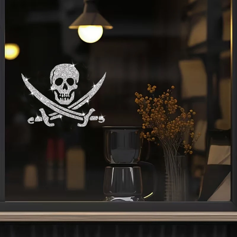 Shiny Pirate Flag Decal, Wall Sticker, Car Sticker, Car Window Decoration, Vinyl Sticker