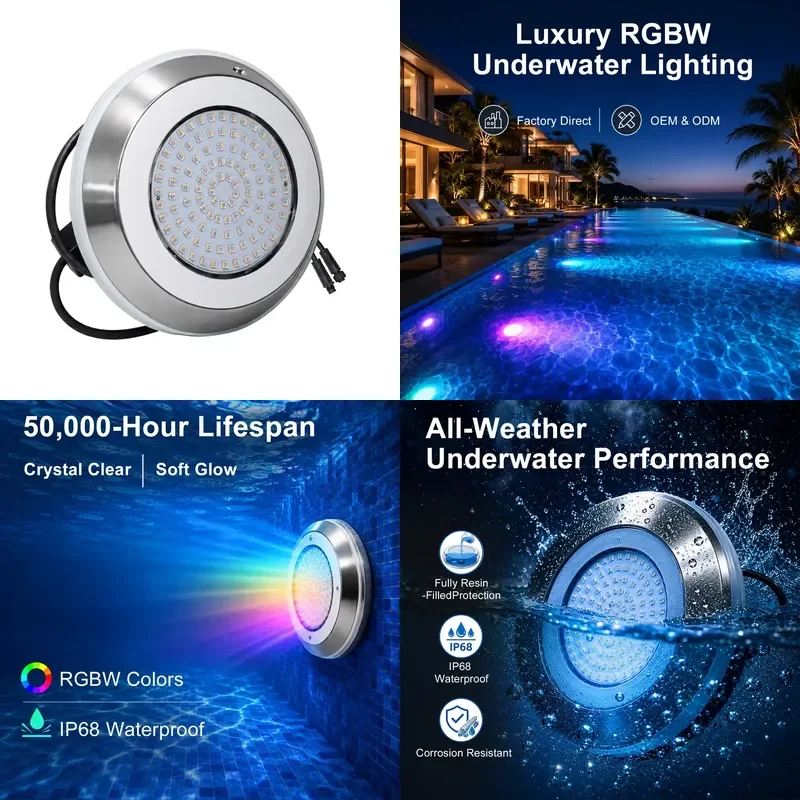 Gouly Support OEM ODM RGBW Swimming Pool Lights Led Underwater for Outdoor Pool Fitness Square Villa Community