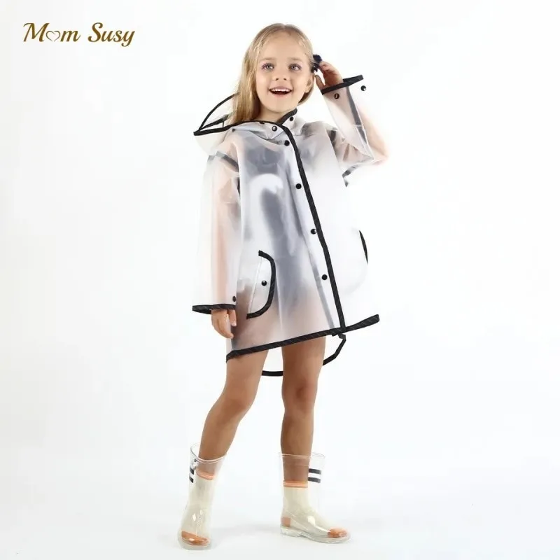 Baby Boy Girl Tassel Hooded Raincoat Windproof Toddler Child Transparent Rain Gear Suit Kid Waterproof Rain Clothing 2-10Y