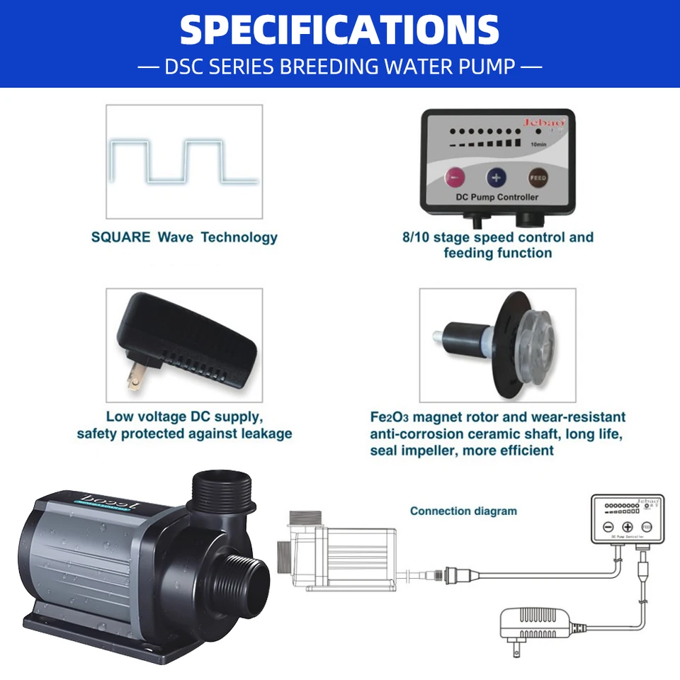 Jebao-Adjustable Submersible Controller Water Pump, Aquarium Fish