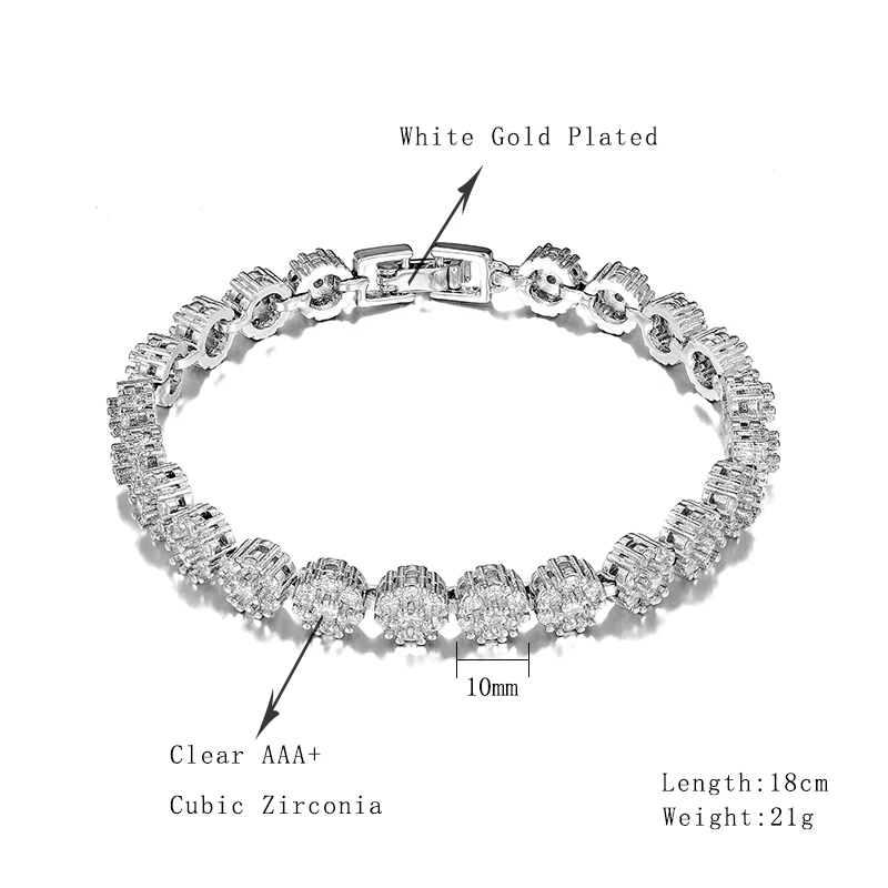 Luxury Wedding Shiny Bracelet & Bangles Zircon Hip Hop Jewelry Cut Round Square CZ Tennis Bangles for Woman Party Wholesale