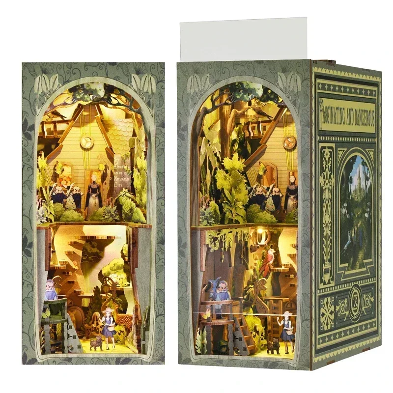 The Wonderful Wizard World Bookends Bookshelf DIY Wooden Book Nook Shelf Insert Kits Miniature Magic Dollhouse Friends Gifts