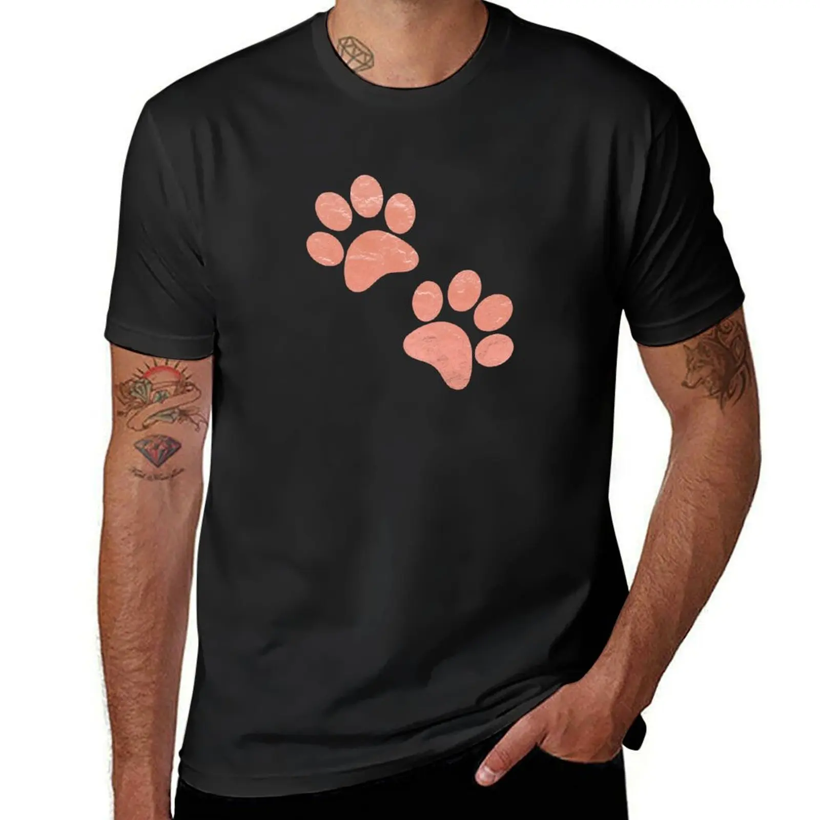 Paws Rose Gold T-Shirt summer tops animal prinfor boys plus size tops mens white t shirts