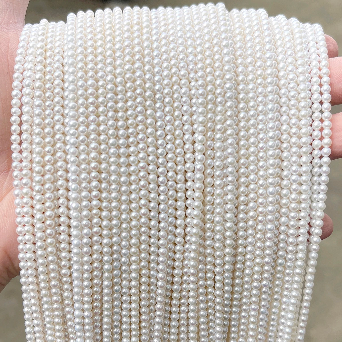 JD 1 Strang 7A Natürliche Weiße Süßwasserperlen 3mm ca. 120 Stück Aurora Glänzende Runde Perlen DIY Schmuckherstellung Halskette – Detail 7