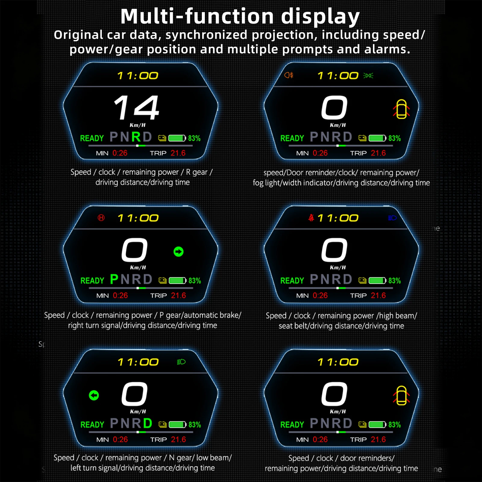 3.3-inch Dashboard Real-Time Speed Gear Position Seat Belts Brake Warning Display Fit for CarPlay and Android Auto Automotive Dashboard for Model Y 2019-2025 and for Model 3 2021-2025