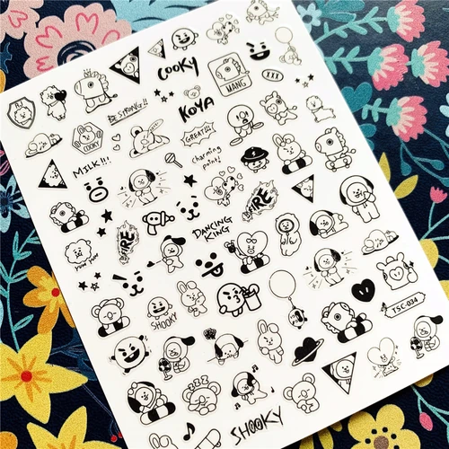 Imagen 2 del producto Lo más nuevo TSC-034 dibujos animados serie TSC moda alfabeto inglés pegatinas 3d para decoración de uñas plantilla de calcomanía herramienta de decoración de uñas diy