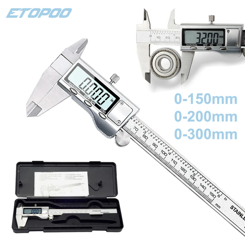 0-150/200/300mm Stainless Steel Vernier Caliper Electronic Measure Tool Accuracy 0.01mm Digital Ruler Measuring Tool