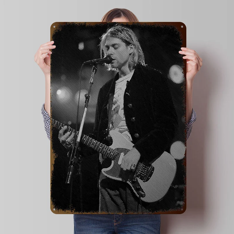 Kurt Cobain Tinplate Posters Customizable Wall Art Retro Vintage Metal Signs for Home Room Bathroom Decor Wand Deko Custom Plate