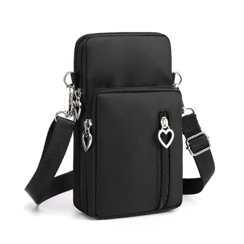 Wodoodporna torba na telefon komórkowy damska Mini torba typu Oxford Crossbody codzienna wielowarstwowa etui na zamek codzienna nylonowa torba