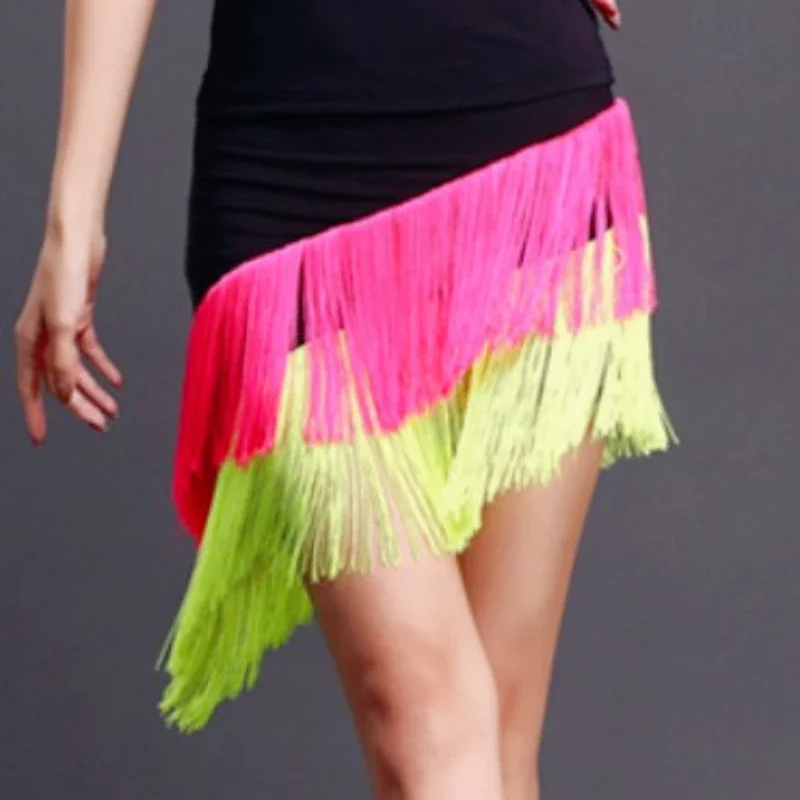 Jupe de danse latine pour femmes, une pièce, salle de bal, Rumba, Samba, glands, vêtements de danse, entraînement féminin adulte, Costume de spectacle de sécurité Chacha