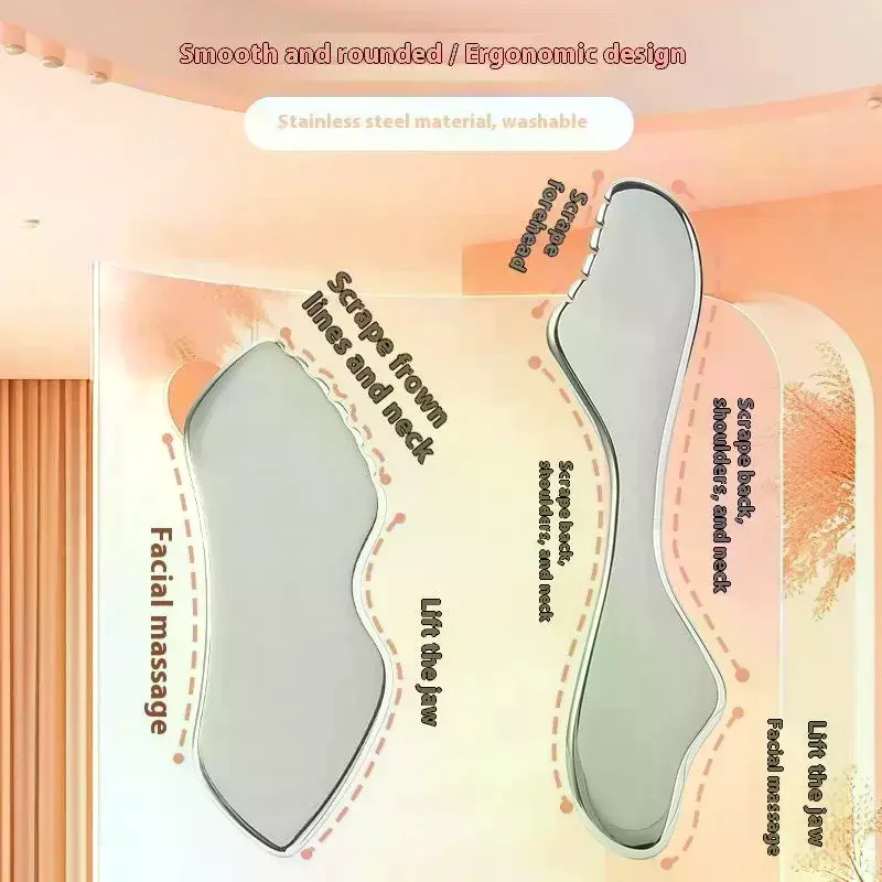Rolo facial gua sha beleza rosto pescoço massagem ferramenta de aço inoxidável pele aperto face lifting cuidados beleza rolo massagem