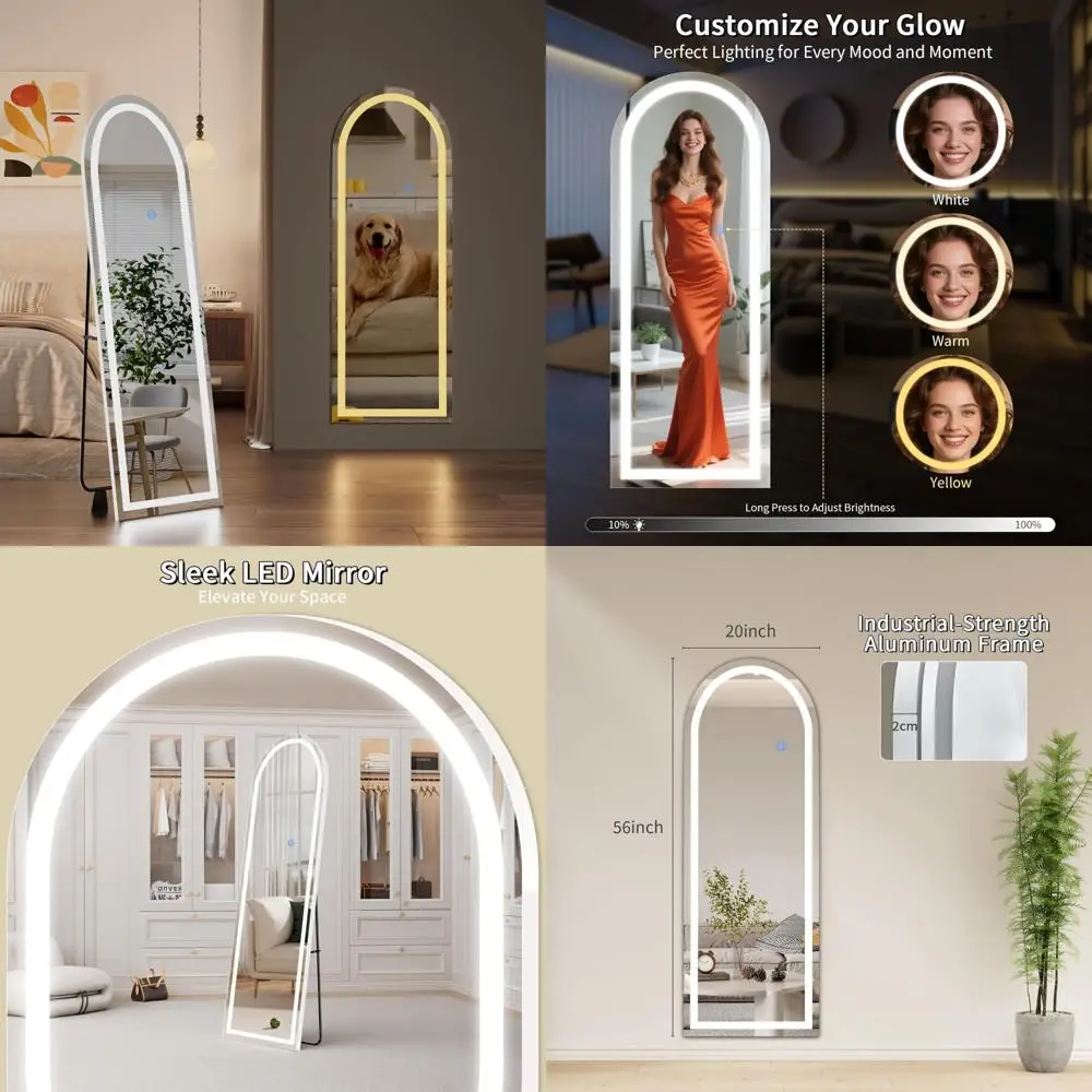 

LED Illuminated Full Length Mirror 56x20, Large Wall-Mounted Lighted Vanity Mirror for Home