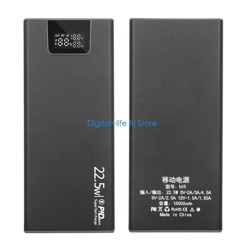 E06D Ultra‑Large Power Bank Case Quick Charging Power Case Protective Shells Power bank Protectors Alloy Boxes No Battery