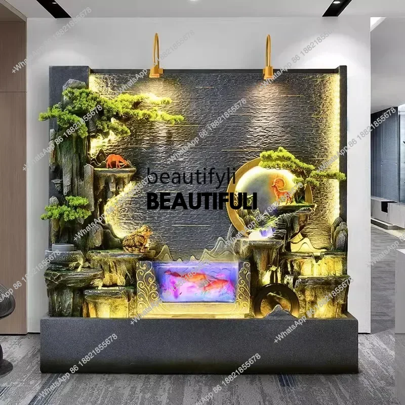 new Large Fake Landscape Screen Wall Flowing Water Fish Pond Decorative Decoration Office Courtyard Landscape Circulation ss 861