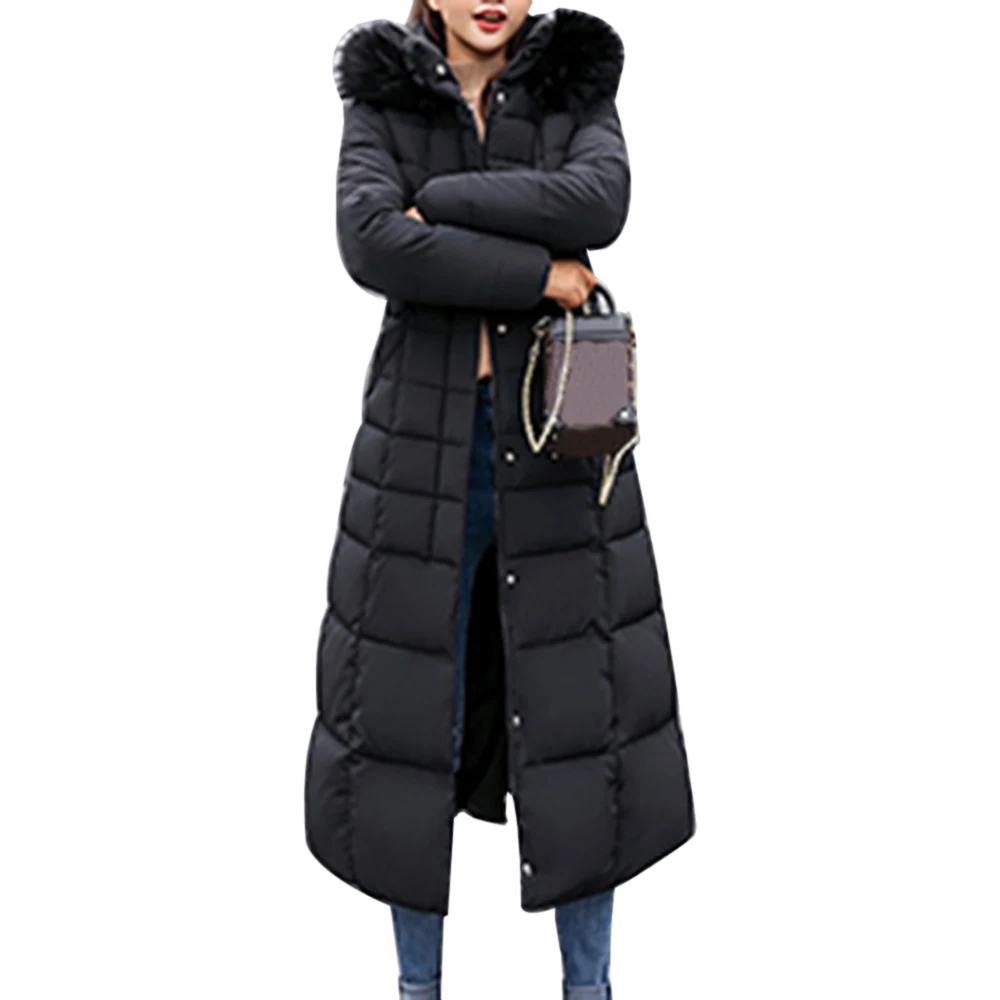 Frauen lange Mäntel Parka Winter weiblich lässig einfarbig Reiß verschluss Tasche Baumwolle gepolstert warme Kapuze Maxi Puffer Mantel Jacke 6 Farben