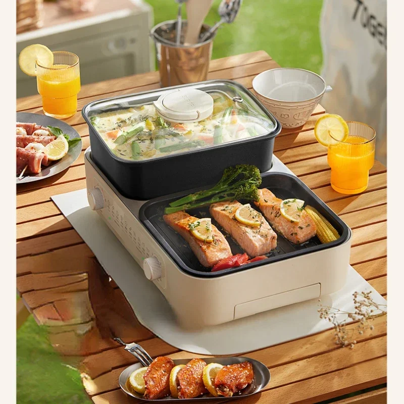 Elektrische Hot Pot Haushalt multifunktion ale elektrische Backform Shabu-Braten integrierte elektrische Ofen Indoor Hot Pot Grill