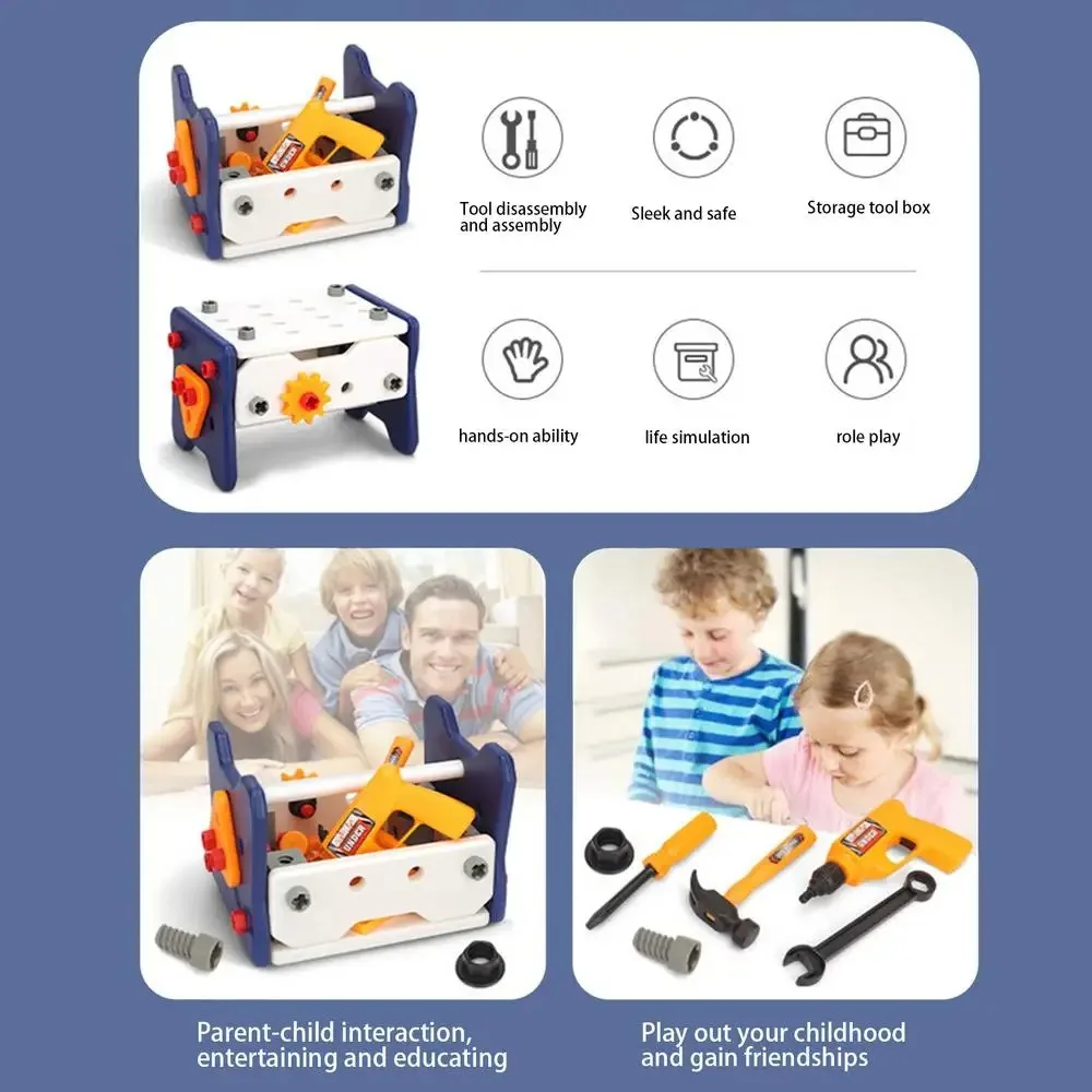 Nouveau 40/57 pièces ensemble d'outils avec boîte bricolage Simulation outil de réparation jouet assemblage en plastique boîte à outils de réparation 3 à 6 ans