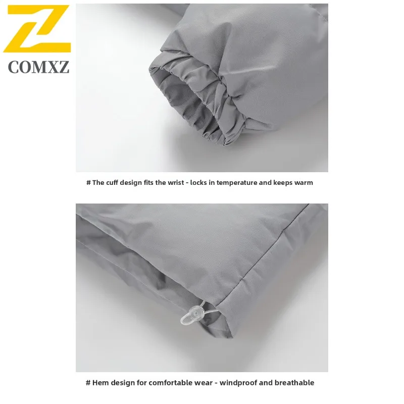 COMXZ New Winter Gradient Color Padded Thick Warm Cotton Coat Loose Unisex Stand Collar Quilted Jacket lightweight windbreaker