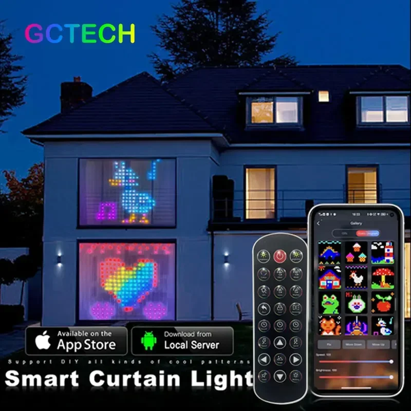 Imagem -04 - Inteligente Led Cortina String Luz Rgb Decoração Bluetooth App Controle Fada de Natal Luz Faça Você Mesmo Picture Display Guirlanda Decoração