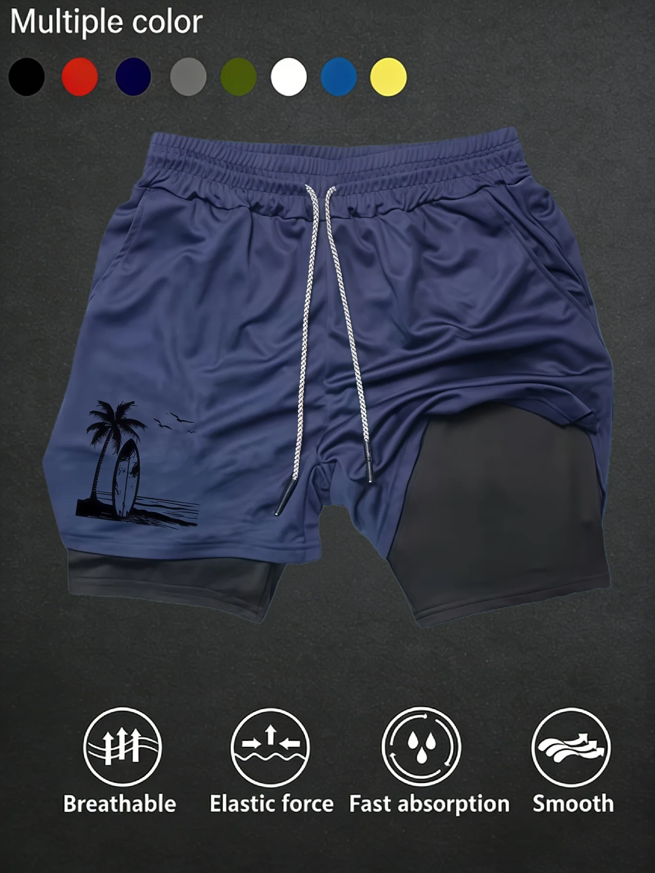 Y2K Performance Shorts Men r Printed GYM Casual Sports Compression Shorts Workout Running Mesh 2 In 1 Sport Short Pants