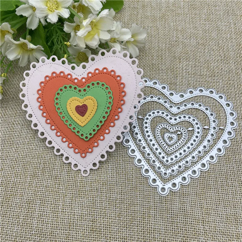 Heart-shaped Frames background Metal Cutting Dies Stencils For DIY Scrapbooking Decorative Embossing Handcraft Template