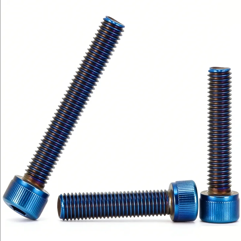 M4 M5 M6 M8 M10 DIN912 Stainless Steel Titanium Blue Plated Hex Socket Cup Head Screws for Bike Motorcycle Car DIY Screws