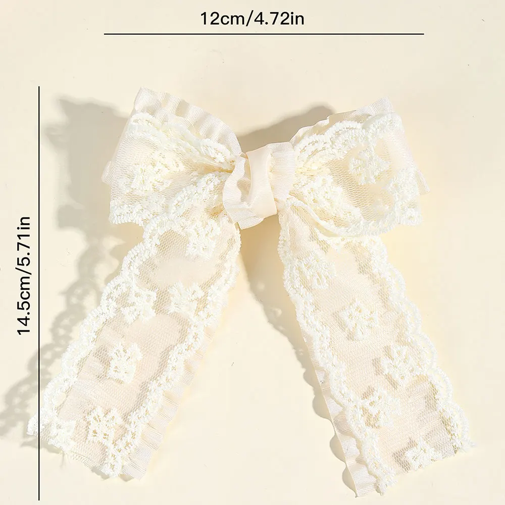 Elegant Lace Bow Hair Clip For Women Trendy Embroidery Hairpins Headdress Headband with Clip Barrettes Girls Hair Accessories