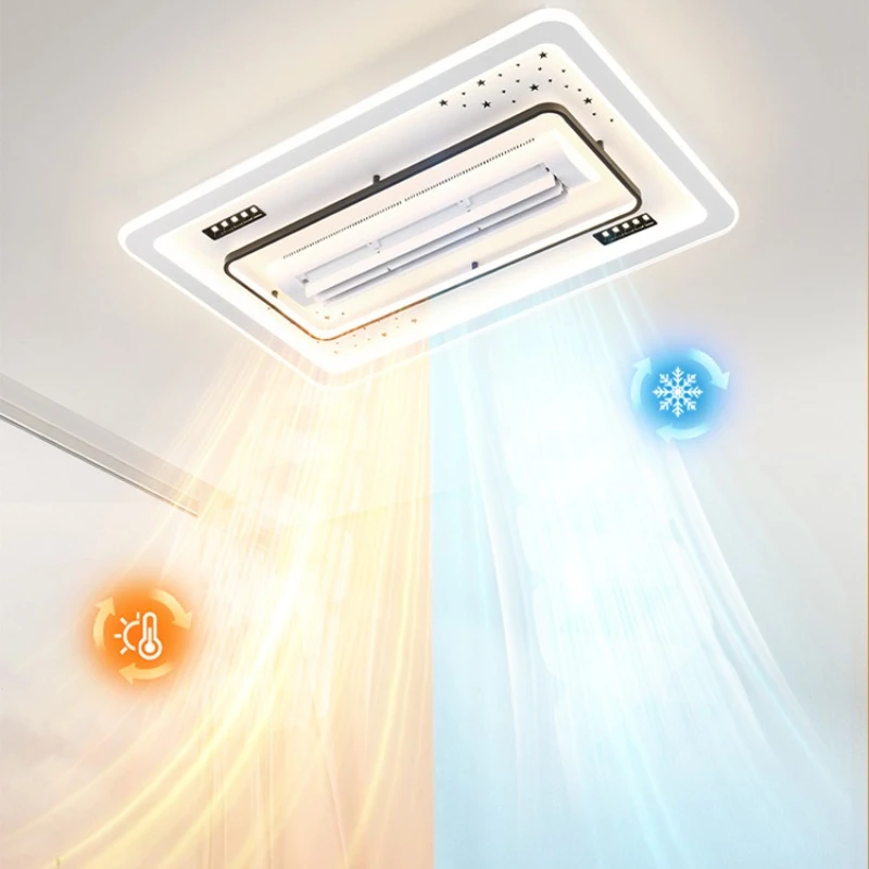 Modern Leaf Less Fan Light 2-in-1 Ceiling Light 6-speed Wind 3 color Light Remote Control for Living