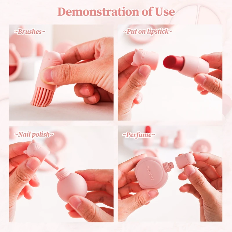 Kids Beauty Montessori Toys Girls Pretend Makeup Toy BPA Free Silicone Simulation Lipstick Eye Shadow Toy Girl Cosplay Game Gift