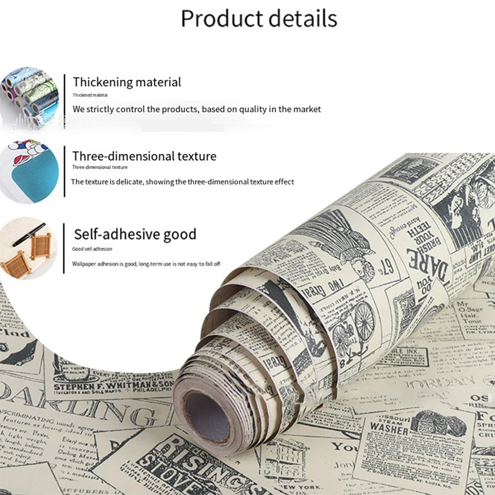 45 سنتيمتر خمر ورق حائط ذاتي اللصق قشر عصا للإزالة الرجعية جدار ديكور لغرفة النوم HomeDIY الحنين الديكور الجدار ملصق
