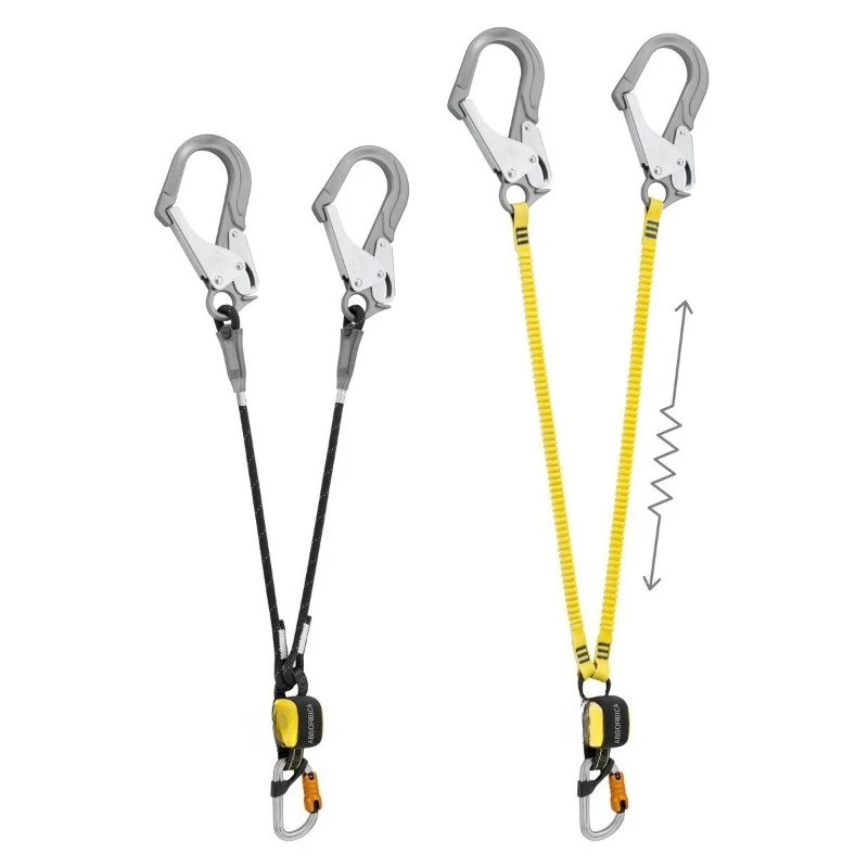 Climbing double cable with built-in potential energy absorber and MGO latch