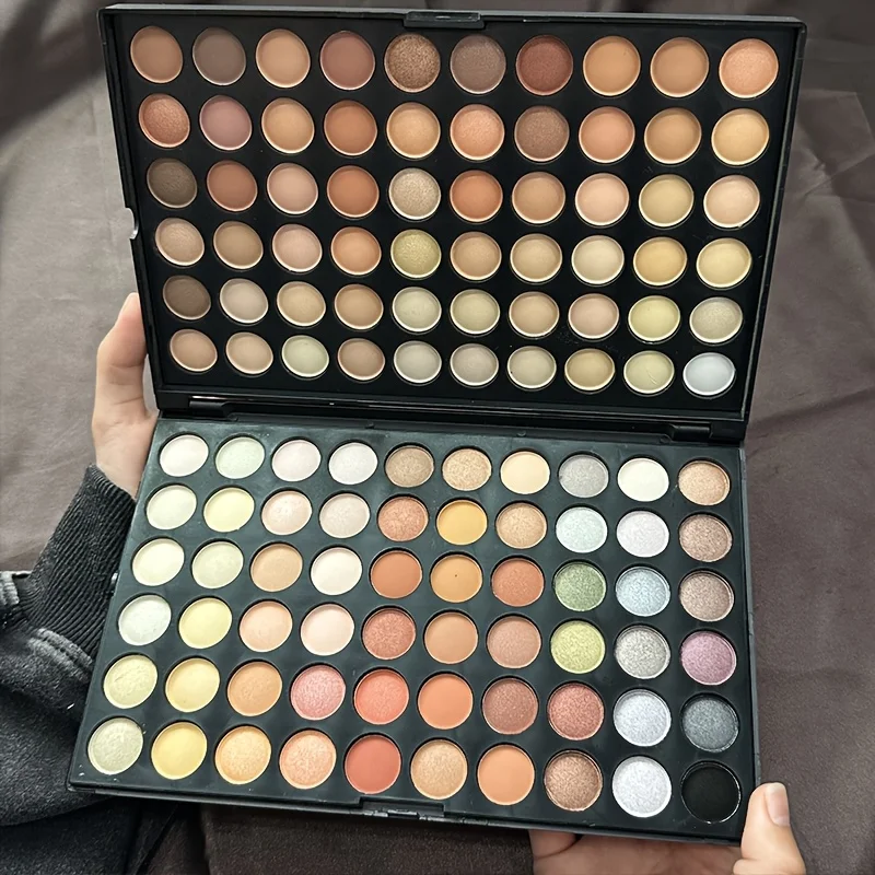 120-Farben-Lidschatten-wasserfeste Make-up-Palette, Erdtöne, mehrfarbig, perlglitzernde matte Oberflächen, für Musikfestivals und den Alltag