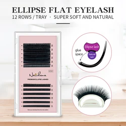 NATUHANA Lashes 8~15Mix Individual Flat Ellipse Eyelash Extension False Fake Eye Lash Matte Split-tips Ellipse Shape Eyelashes
