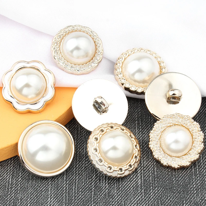 10pcs Women Brooch Buttons Pearl Buttons Plastic Shank Sewing Buttons for Clothing Decorative Bags Accessories Garment DIY Craft