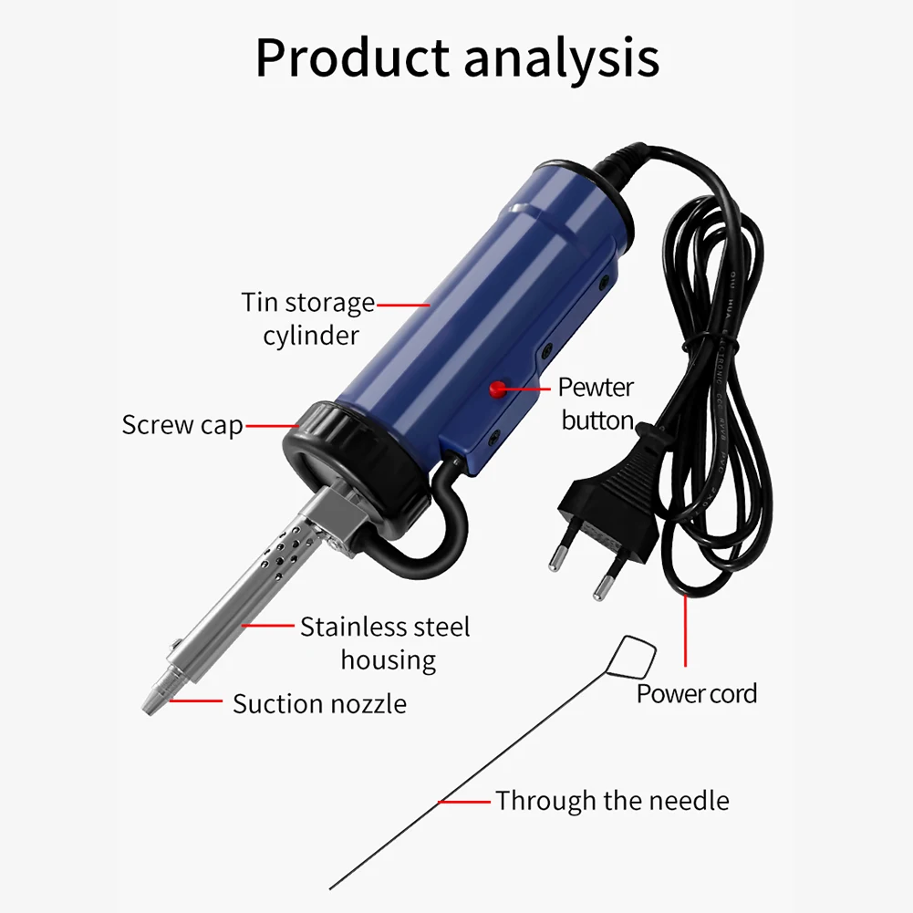 

BBT-580 Automatic Vacuum Desoldering Pump AC 110V/220V Vacuum Solder Sucker 30W with 3 Suction Tip for Tin Removal and Soldering
