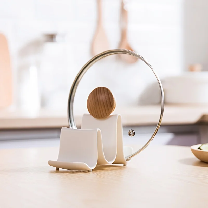 Innovative Wave Design Kitchen Organizer - Plastic Pot Lid Holder, Chopstick & Utensil Rack for Countertop Storage