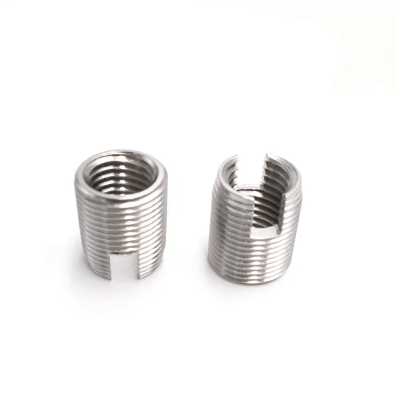 M2 M3 M4 M5 M6 M8 -M20 Stainless Steel 302 Style Threaded Metal Thread Repair Insert Self Tapping Inserts Slotted Screw Threaded