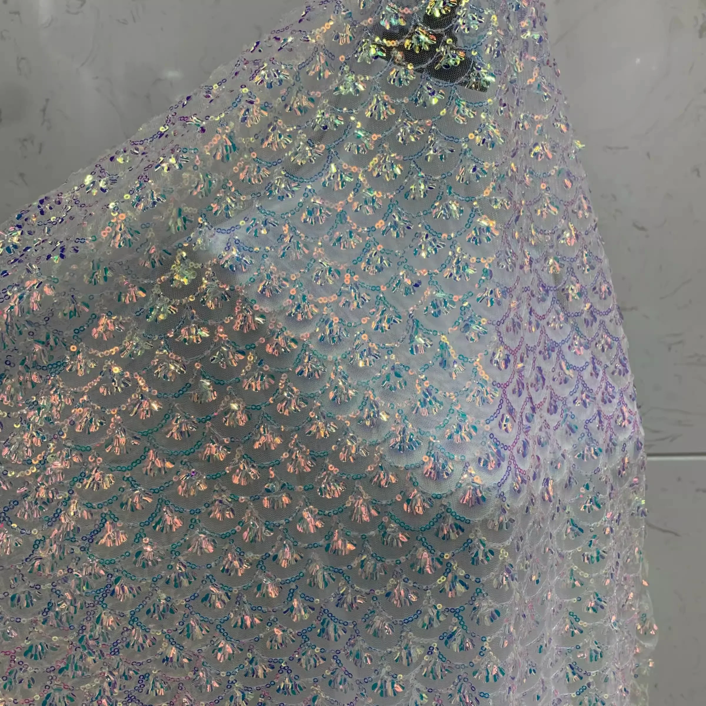 

Ракушка, блестящая вышитая сетчатая пряжа, детская одежда, ткань ручной работы, свадебная ткань, кружево