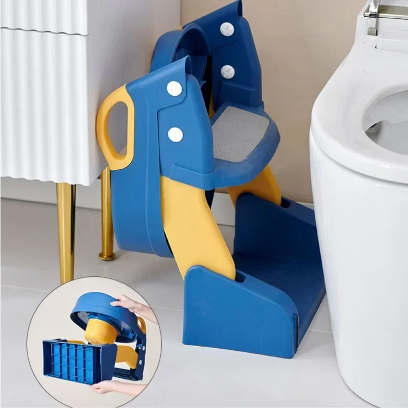 Stepped Children\'s Toilet Foldable Storage Foot Stool Multi-functional Toilet Boy Girl Baby Toilet Training Kids WC with Ladder