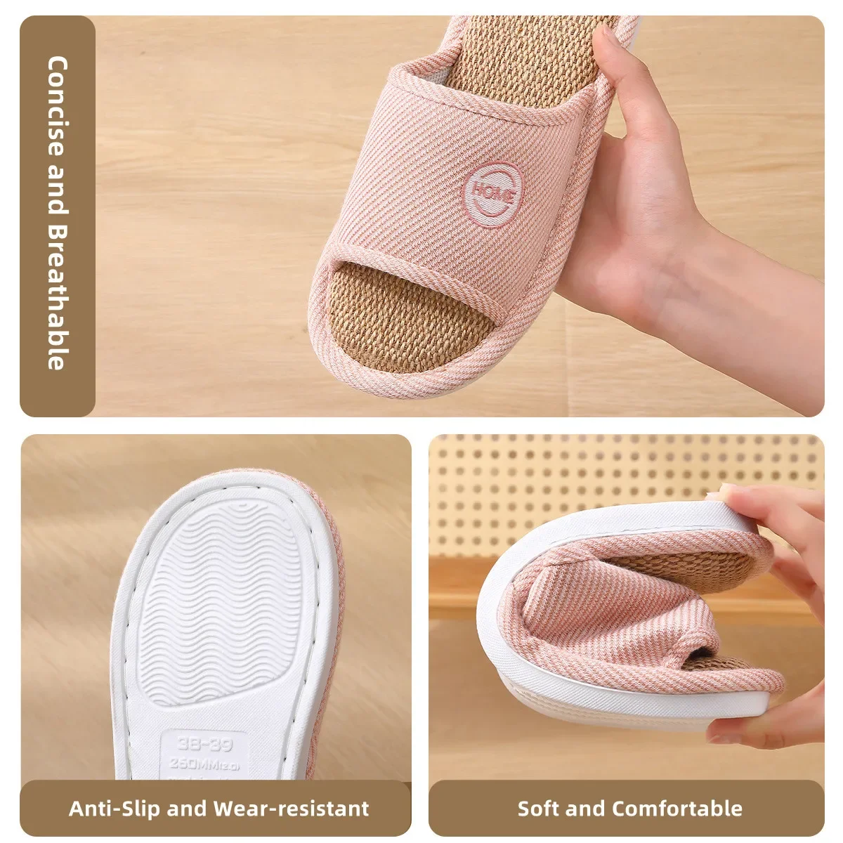 Linen Slippers Breathable Women Men Slides Couples Bedroom Anti-slip Shoes Indoor Soft Sole Sandals Home Shoes Comfort Flats