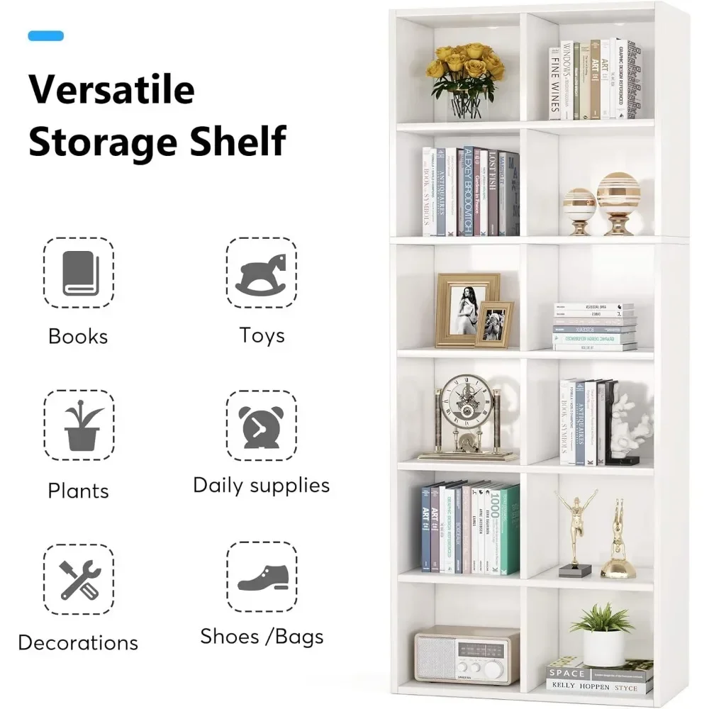 Narrow Bookcase,70.9 Inch,Space Saving,Durable,Heavy Duty Tall 6 Tier Cube Display Shelf Storage for SmallSpace Corner Bookshelf image 6