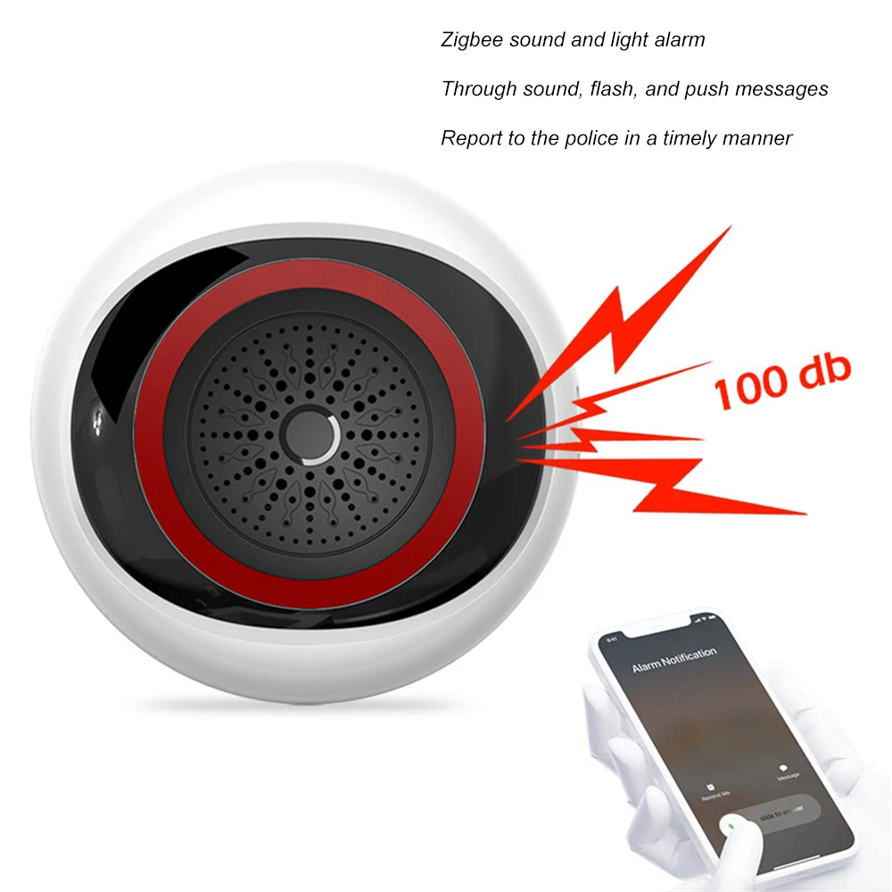 Tuya Zigbee3.0 스마트 사운드 및 조명 알람, 센서 배터리 및 USB 이중 전원 지능형 연결, Zigbee 게이트웨이, 100DB, 2-in-1