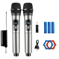 UHF Wireless Dual Handheld Dynamic Microphone Karaoke Microphone with Rechargeable Receiver for Wedding Party Speech Church Club