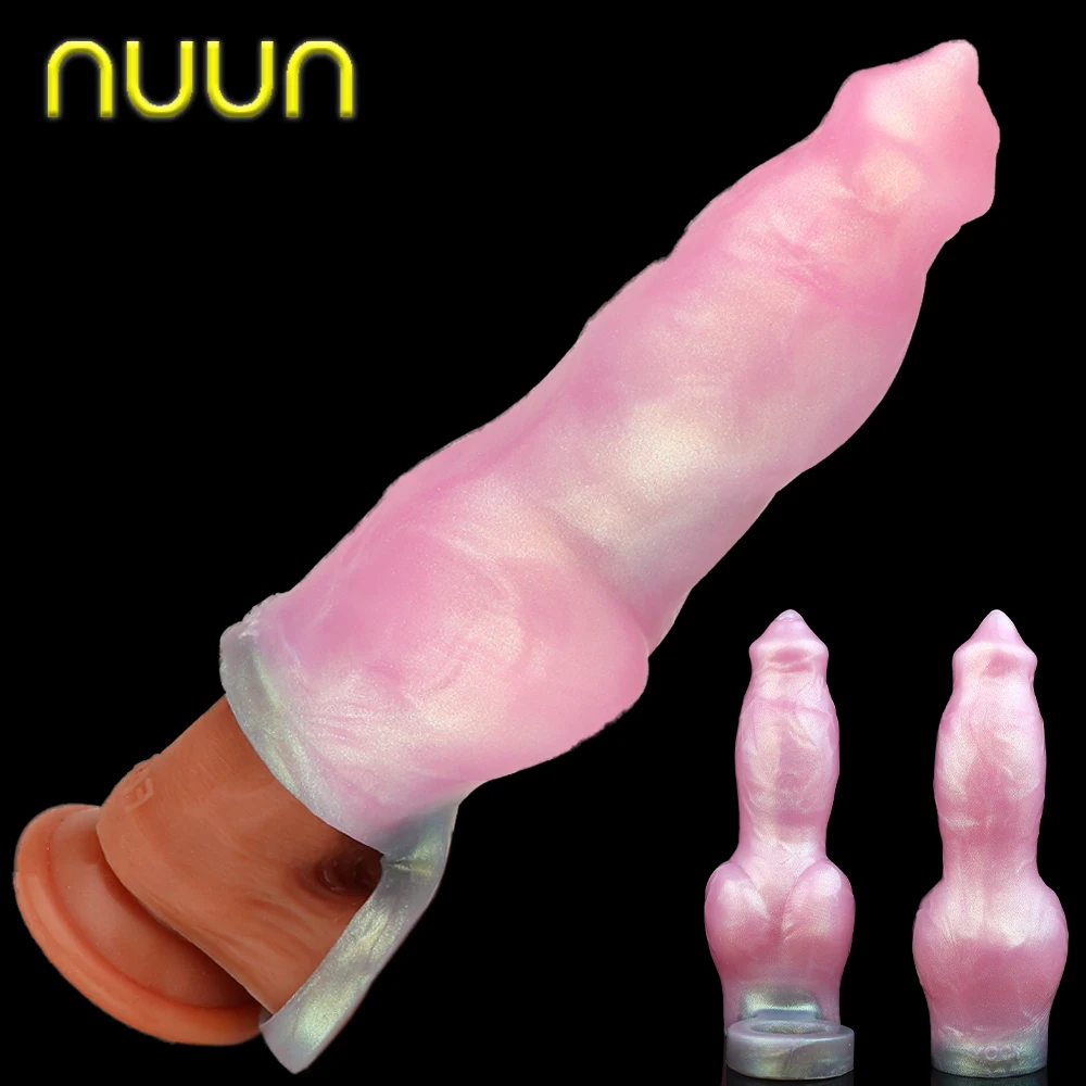 NUUN Penis Length Extension Silicone Sensation Sheath Thick Knot Girth Enhancer Fit Well Dick Penetration Anal G-spot Stimulator