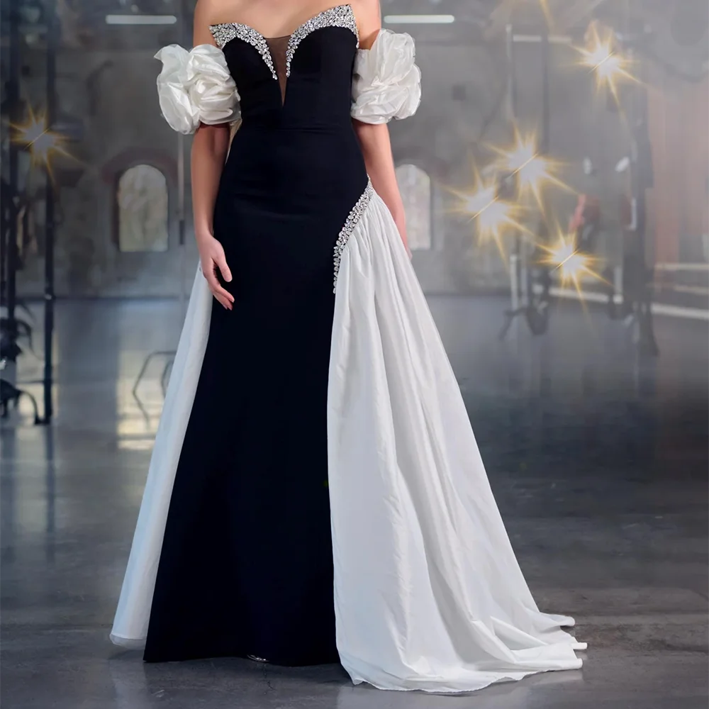 Robe de soirée de forme sirène, classique, col irrégulier, perles, sans manches, plissée, robes de bal d'anniversaire, personnalisées