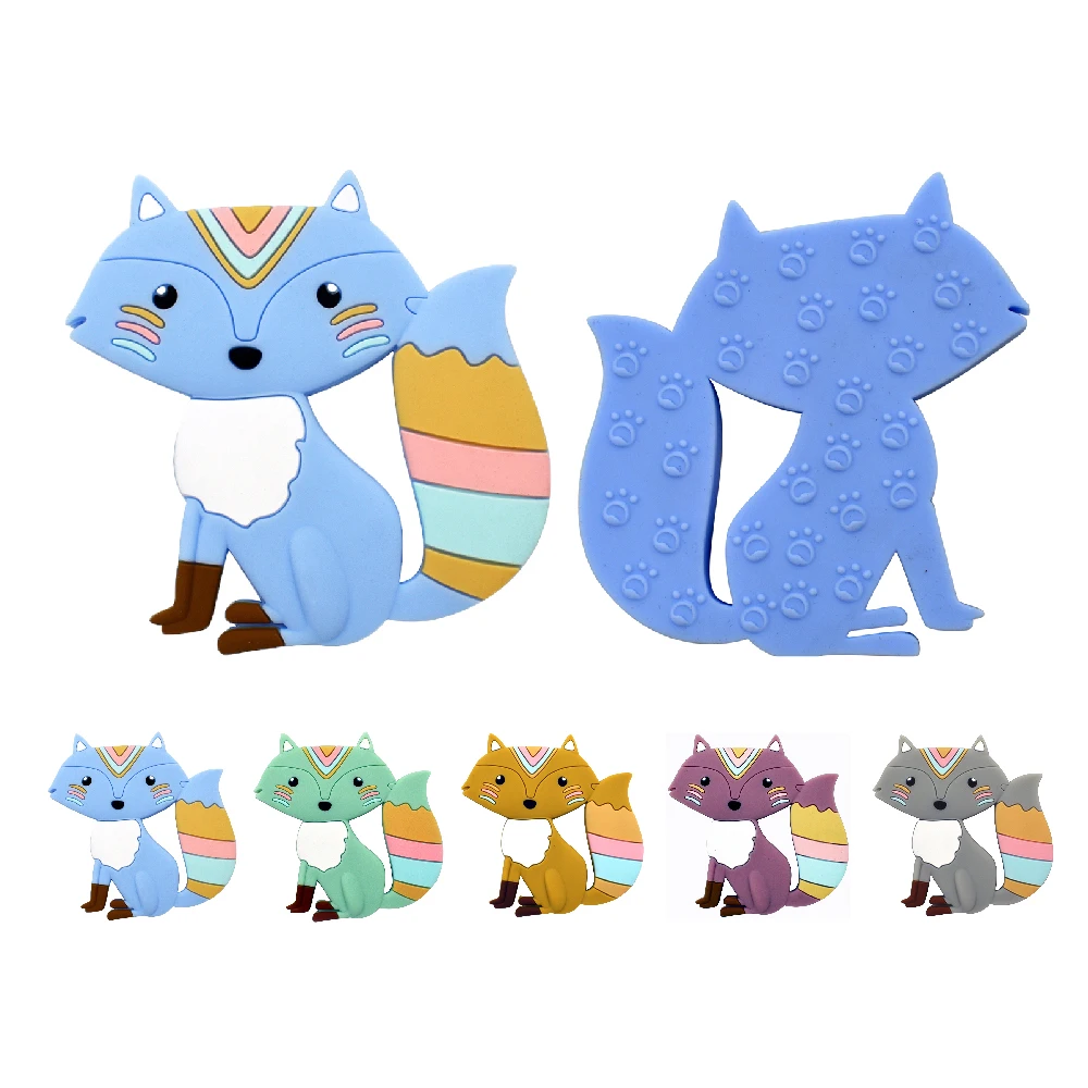 

1pc BPA Free Silicone Teethers For Baby Teething Toys Animal Fox Shaped Baby Teething Rodent For Nursing Necklace Toddler Toys